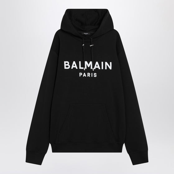 Balmain Black cotton hoodie with logo