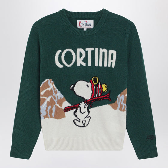 MC2 Saint Barth Green wool-blend sweater with Snoopy Cortina