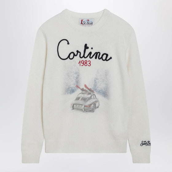 MC2 Saint Barth White wool-blend sweater with Cortina embroidery