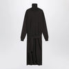 LEMAIRE Brown trompe-l'oeil wool-blend dress