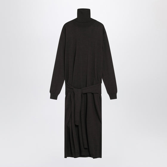 LEMAIRE Brown trompe-l''oeil wool-blend dress