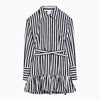Patou Black/white striped cotton mini chemisier dress