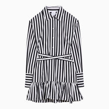  Patou Black/white striped cotton mini chemisier dress