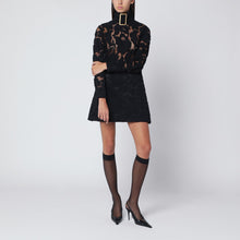  Patou Black mini dress with buckle collar