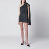 Patou Blue polka dot draped one-shoulder dress