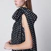 Patou Blue polka dot draped one-shoulder dress