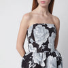 Patou Long bustier dress in mesh with floral print