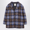 Douuod Grey/blue wool blend checked coat