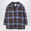 Douuod Grey/blue wool blend checked coat