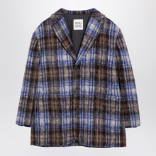  Douuod Grey/blue wool blend checked coat
