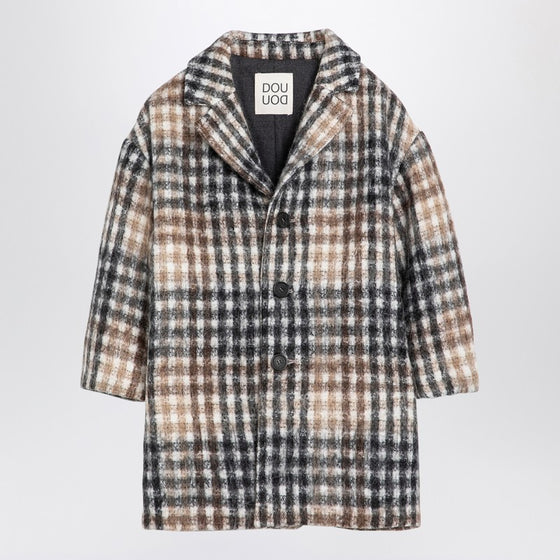 Douuod Hazelnut-coloured checked coat
