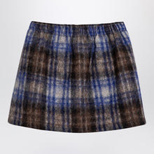  Douuod Grey/blue wool blend checked skirt