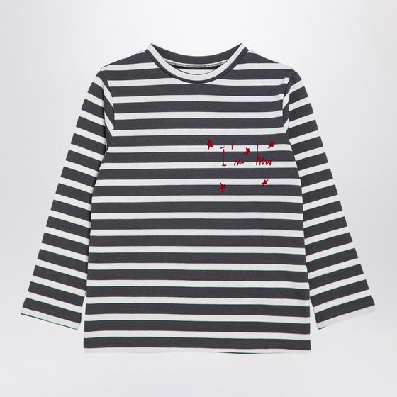 Douuod Grey/white striped cotton jersey
