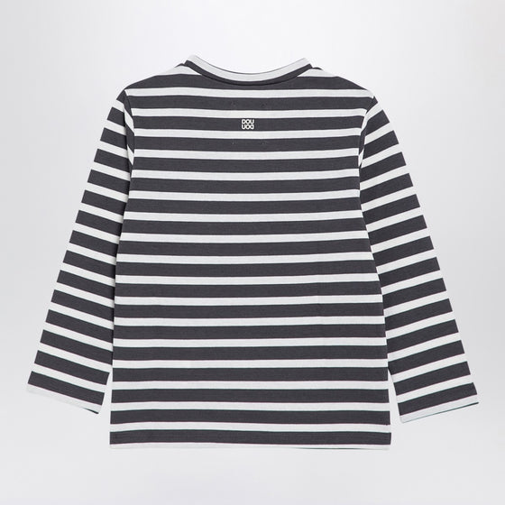 Douuod Grey/white striped cotton jersey