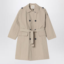  Douuod Beige double-breasted trench coat in nylon