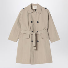  Douuod Beige double-breasted trench coat in nylon