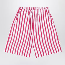  Douuod White/red striped Bermuda shorts in linen
