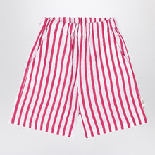  Douuod White/red striped Bermuda shorts in linen