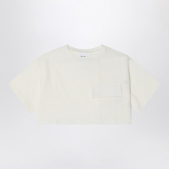 Douuod Ivory cropped t-shirt in cotton
