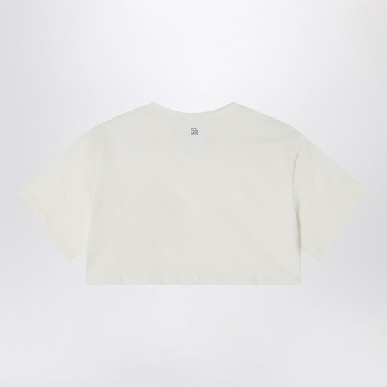 Douuod Ivory cropped t-shirt in cotton