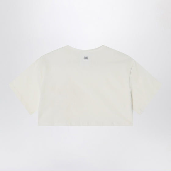 Douuod Ivory cropped t-shirt in cotton