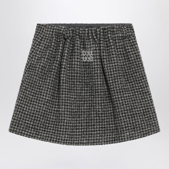 Douuod Ebony/beige checked wool Nicaragua skirt