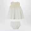 Teddy & Minou Cream-colored openwork knit dress with voile