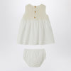 Teddy & Minou Cream-colored openwork knit dress with voile