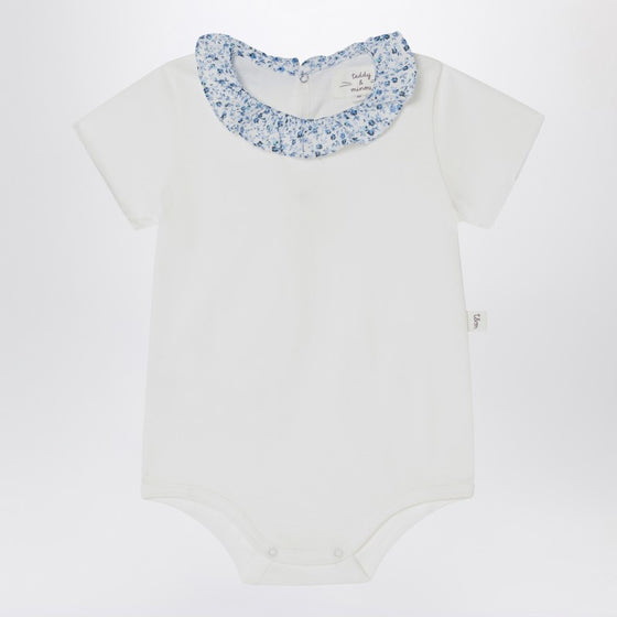 Teddy & Minou White romper with Liberty fabric collar