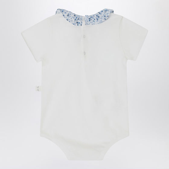 Teddy & Minou White romper with Liberty fabric collar
