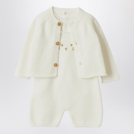 Teddy & Minou White outfit with jacket and overalls