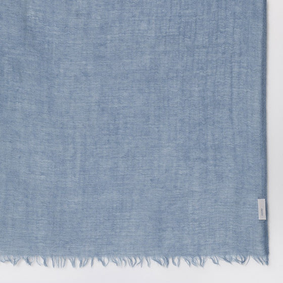 Destin Oxford blue wool-silk blend scarf