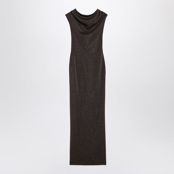 Max Mara Pianoforte Brown dress in viscose and lurex yarn