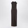 Max Mara Pianoforte Brown dress in viscose and lurex yarn