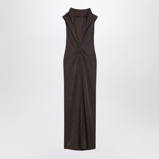 Max Mara Pianoforte Brown dress in viscose and lurex yarn