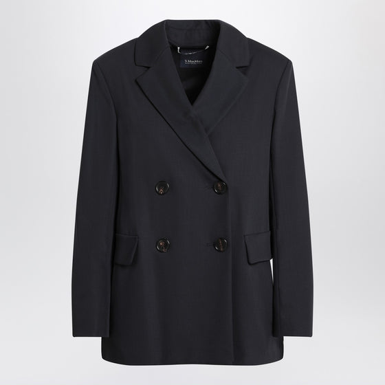 S Max Mara Double-breasted jacket in midnight blue crêpe wool