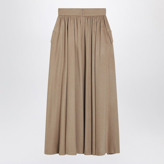 Max Mara Beige midi skirt in camel drap