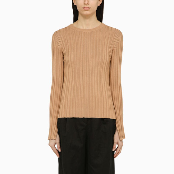 Loulou Studio Beige silk blend crew-neck sweater