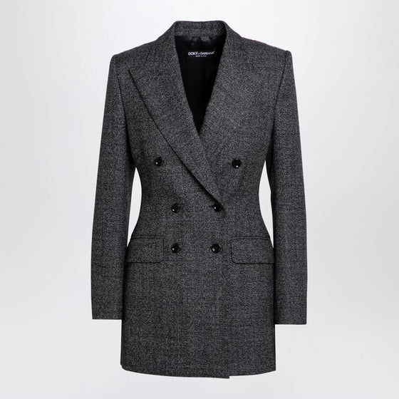 Dolce & Gabbana Dolce&Gabbana Anthracite grey tweed double-breasted jacket