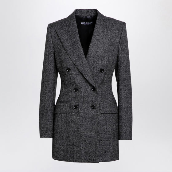 Dolce & Gabbana Dolce&Gabbana Anthracite grey tweed double-breasted jacket