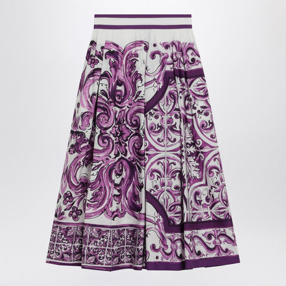 Dolce & Gabbana Dolce&Gabbana Purple Maiolica print skirt in poplin