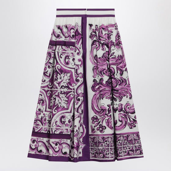 Dolce & Gabbana Dolce&Gabbana Purple Maiolica print skirt in poplin