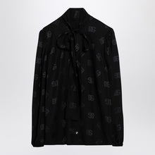  Dolce & Gabbana Dolce&Gabbana Black jacquard silk satin shirt with logo