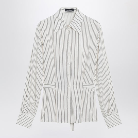 Dolce & Gabbana Dolce&Gabbana White pinstriped shirt in silk and cotton