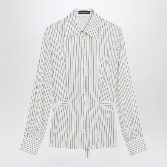 Dolce & Gabbana Dolce&Gabbana White pinstriped shirt in silk and cotton