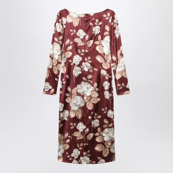 Dolce & Gabbana Dolce&Gabbana Burgundy satin dress with floral print