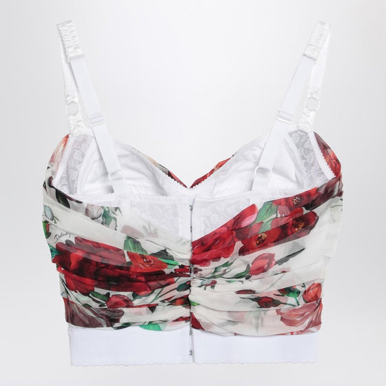 Dolce & Gabbana Dolce&Gabbana Bustier top in marquisette and chiffon with Rose print