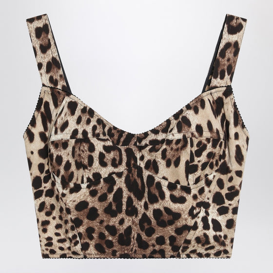 Dolce & Gabbana Dolce&Gabbana Charmeuse bustier with leopard print