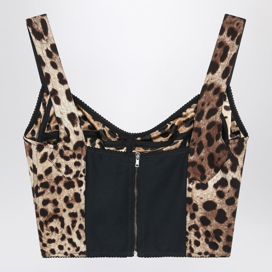 Dolce & Gabbana Dolce&Gabbana Charmeuse bustier with leopard print