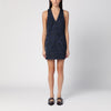 GANNI Navy blue mini dress with knot detail